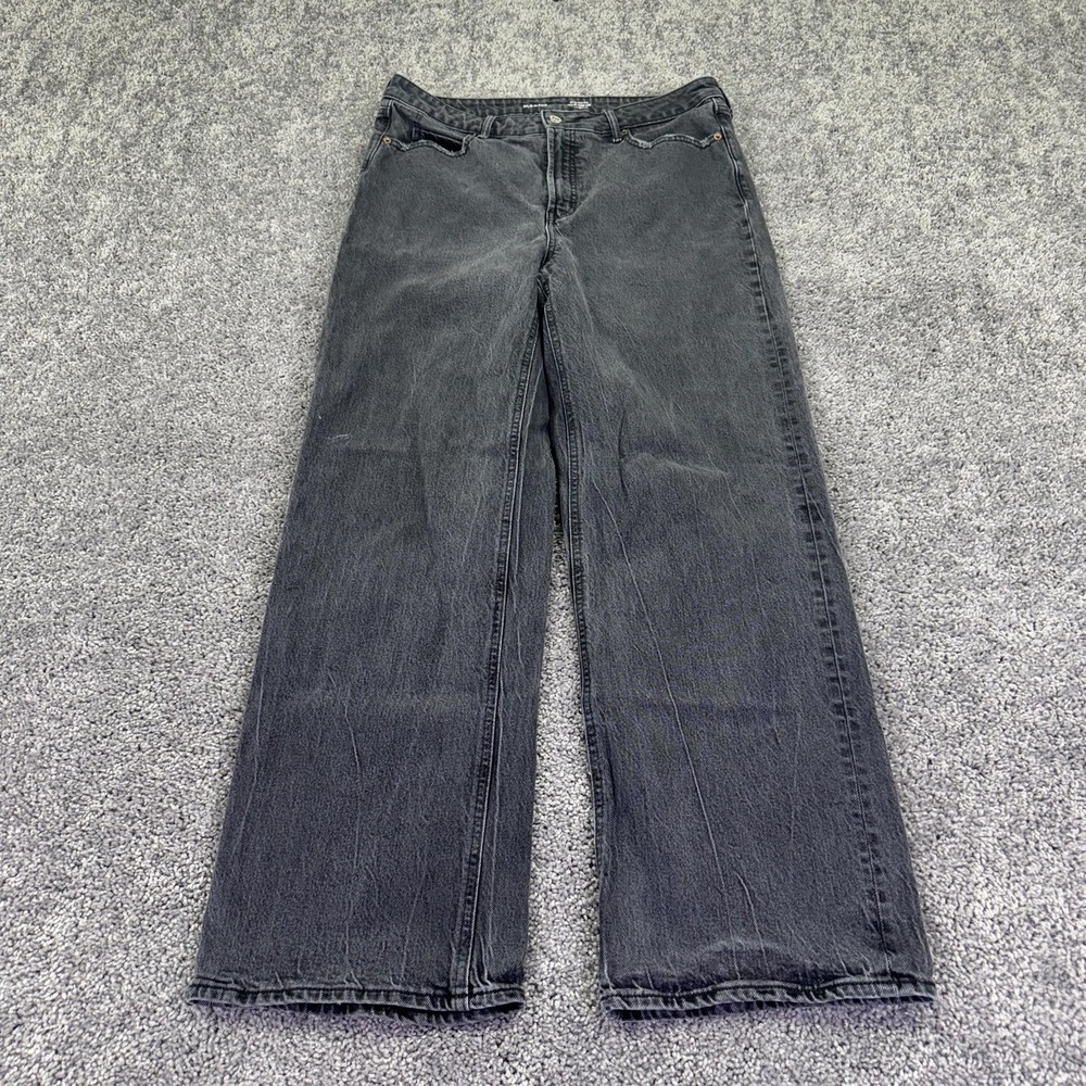 Old Navy Jeans Womens 14 Gray High Rise Sky-Hi Wide Leg Stretch Charcoal Wash